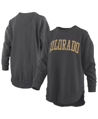 Women's Black Colorado Buffaloes M&eacute;lange Poncho Vintage Fleece Long Sleeve Pullover Sweatshirt