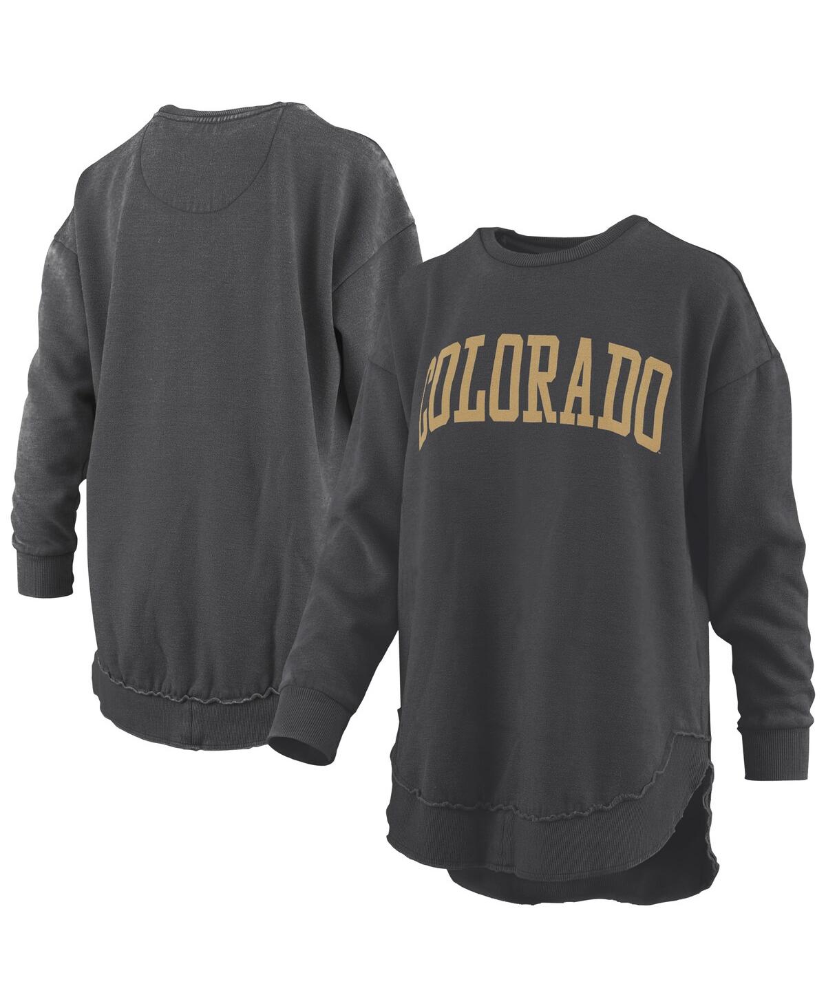 Pressbox Black Georgia Bulldogs Melange Poncho Vintage Fleece Long Sleeve Pullover Sweatshirt In Black