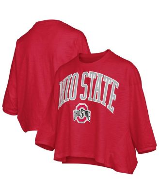 Pressbox - Women's Scarlet Ohio State Buckeyes Midi Arch Over Logo Oversized T-shirt