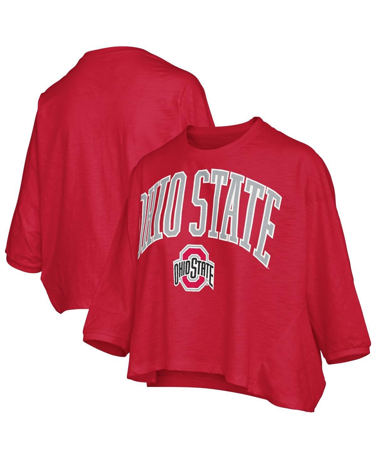 Pressbox Scarlet Ohio State Buckeyes Midi Arch Over Logo Oversized T-shirt In Red
