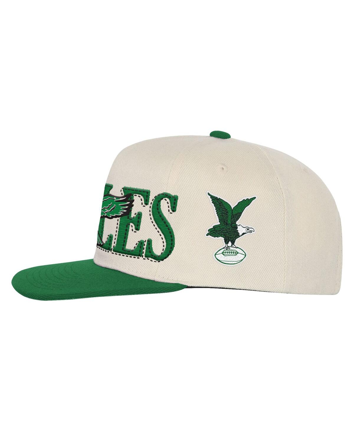 Mitchell & Ness Big Boys And Girls Cream/kelly Green Philadelphia Eagles Across The Board Vintage Snapback Hat In Green