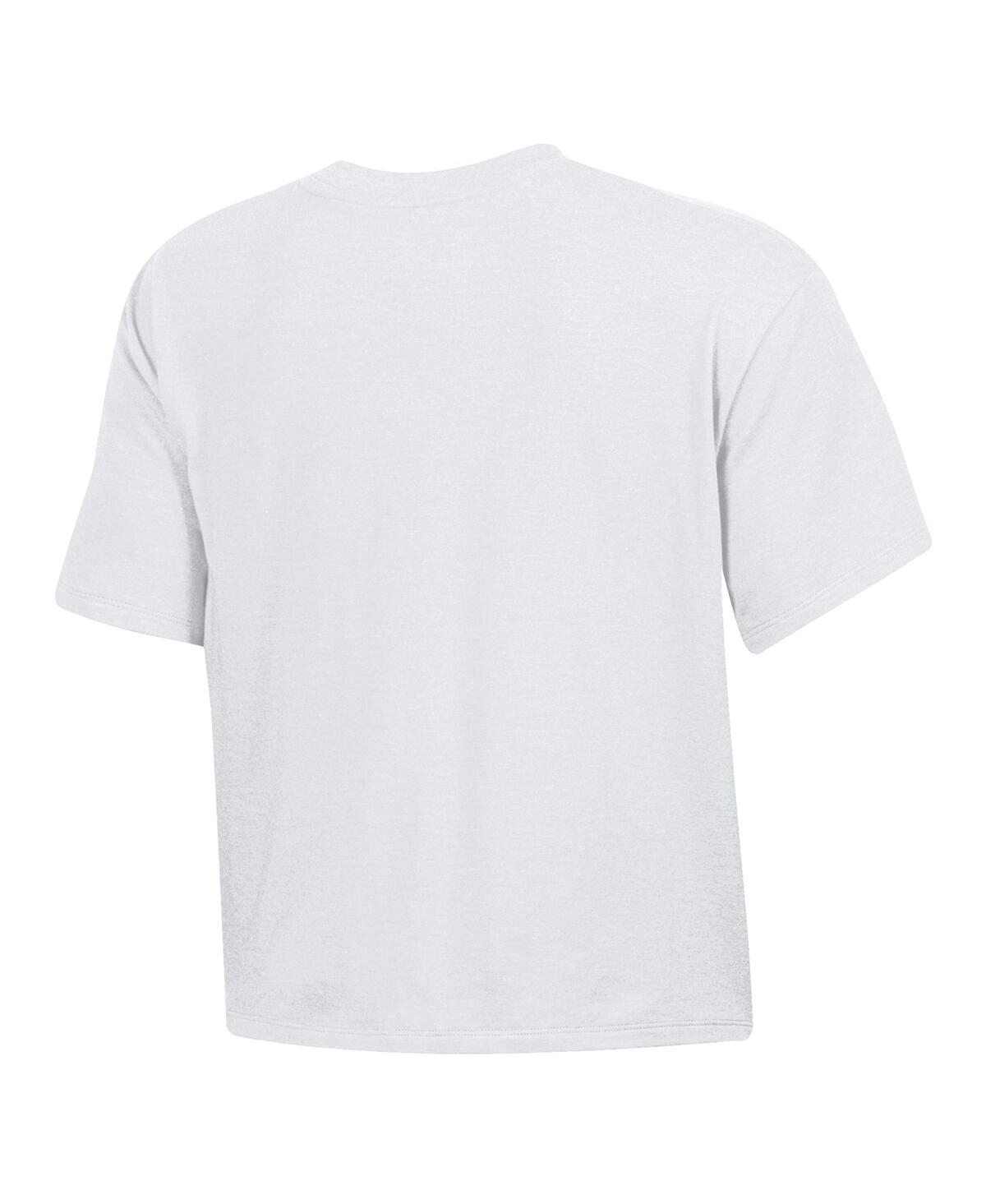 Under Armour Women's White South Carolina Gamecocks Essentials Icon Ultra-soft Tri-blend Boxy Cropped T-shirt In White