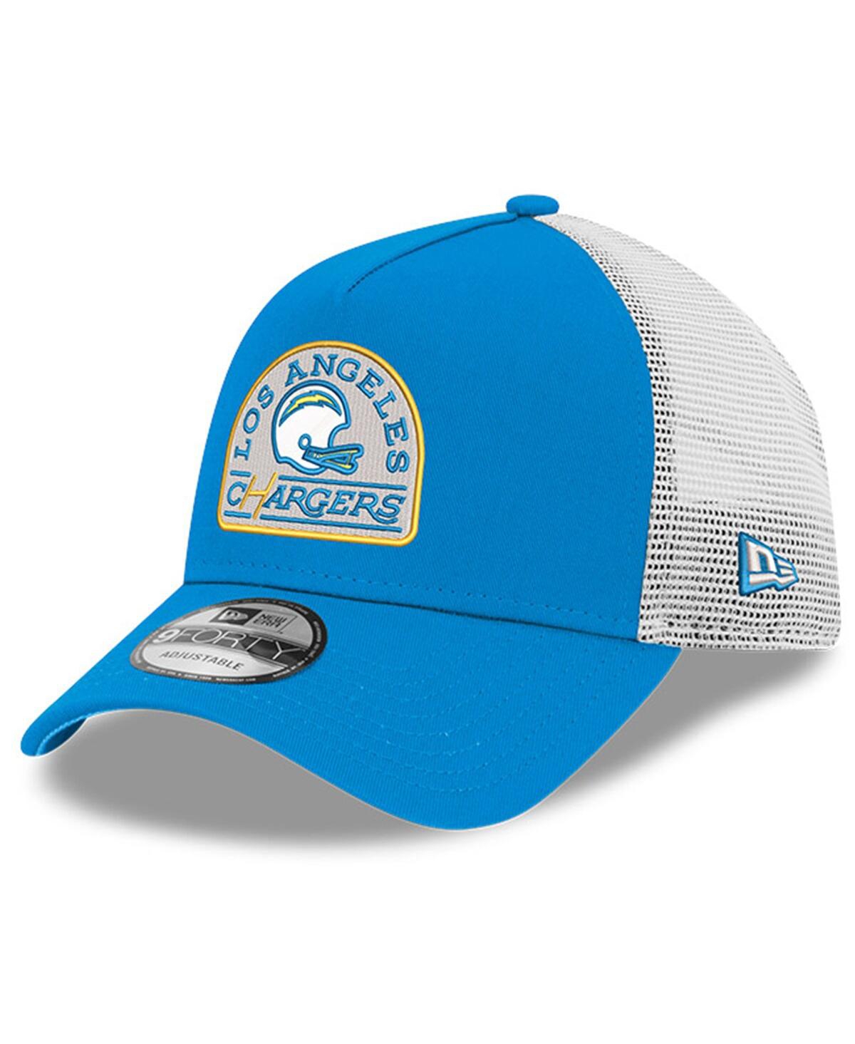 New Era Men's Powder Blue Los Angeles Chargers Charger Power A-frame 9forty Trucker Adjustable Hat In Blue