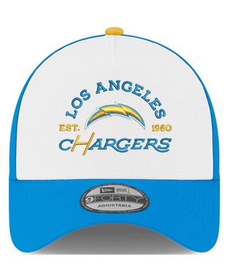 Men's White/Powder Blue Los Angeles Chargers Charger Power A-Frame 9FORTY Adjustable Hat