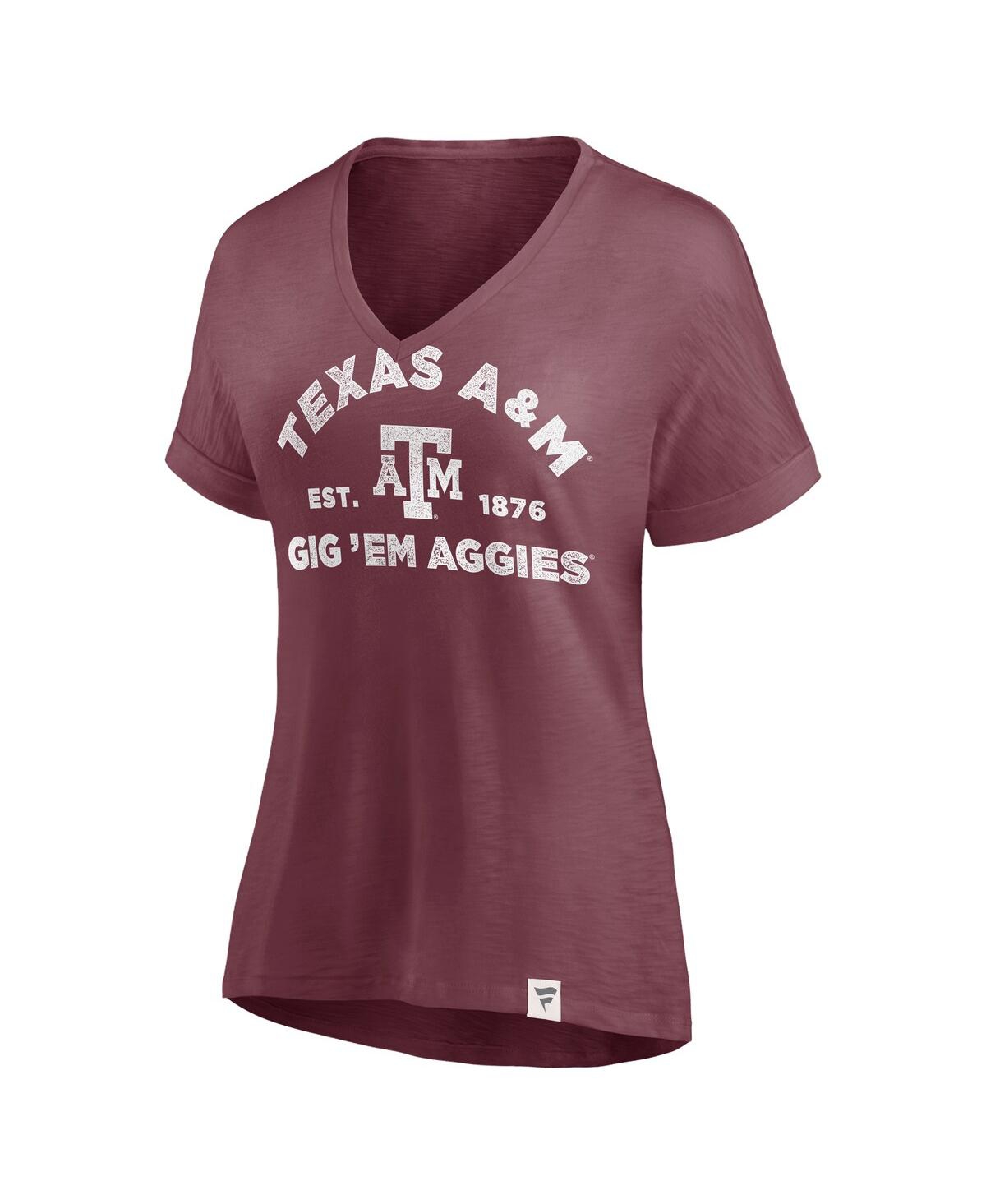 Fanatics Women's Maroon Texas A M Aggies True Classics Slub Flowy V-neck T-shirt In Burgundy