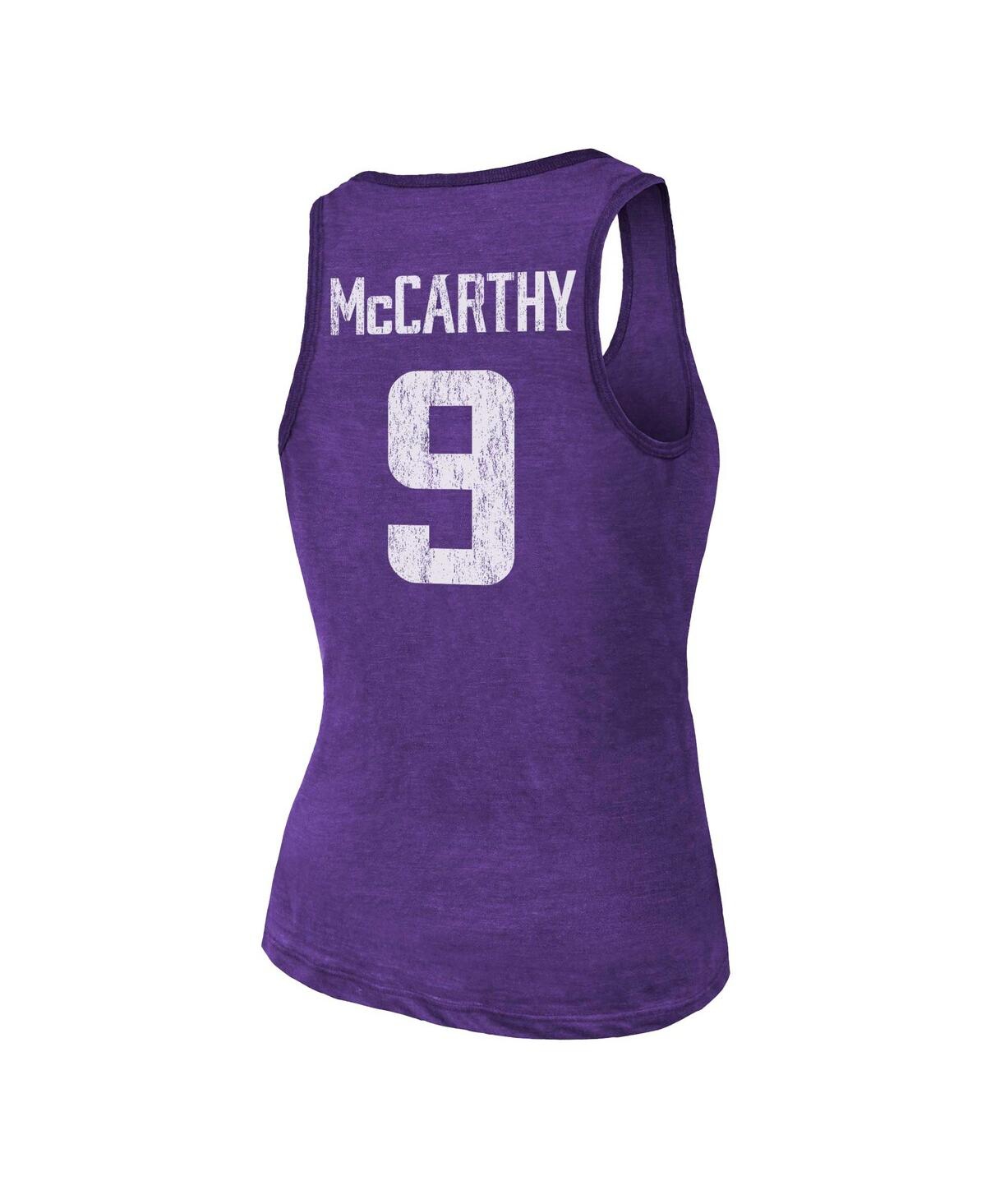 Majestic Threads Women's J.j. Mccarthy Purple Minnesota Vikings Name Number Tri-blend Scoop Neck Tank Top In Purple