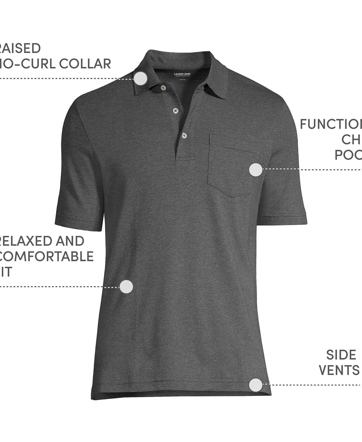 Lands' End Big & Tall Short Sleeve Cotton Supima Polo Shirt with Pocket