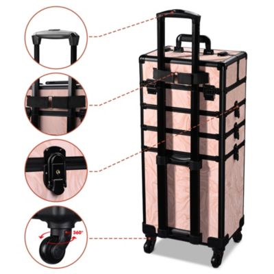 Rolling Makeup Train Case 4in1 Cosmetic Case