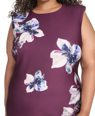 Plus Size Printed Scuba Sheath Dress