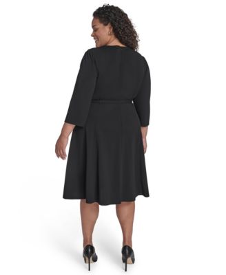 Plus Size Jewel Neck Fit and Flare Dress