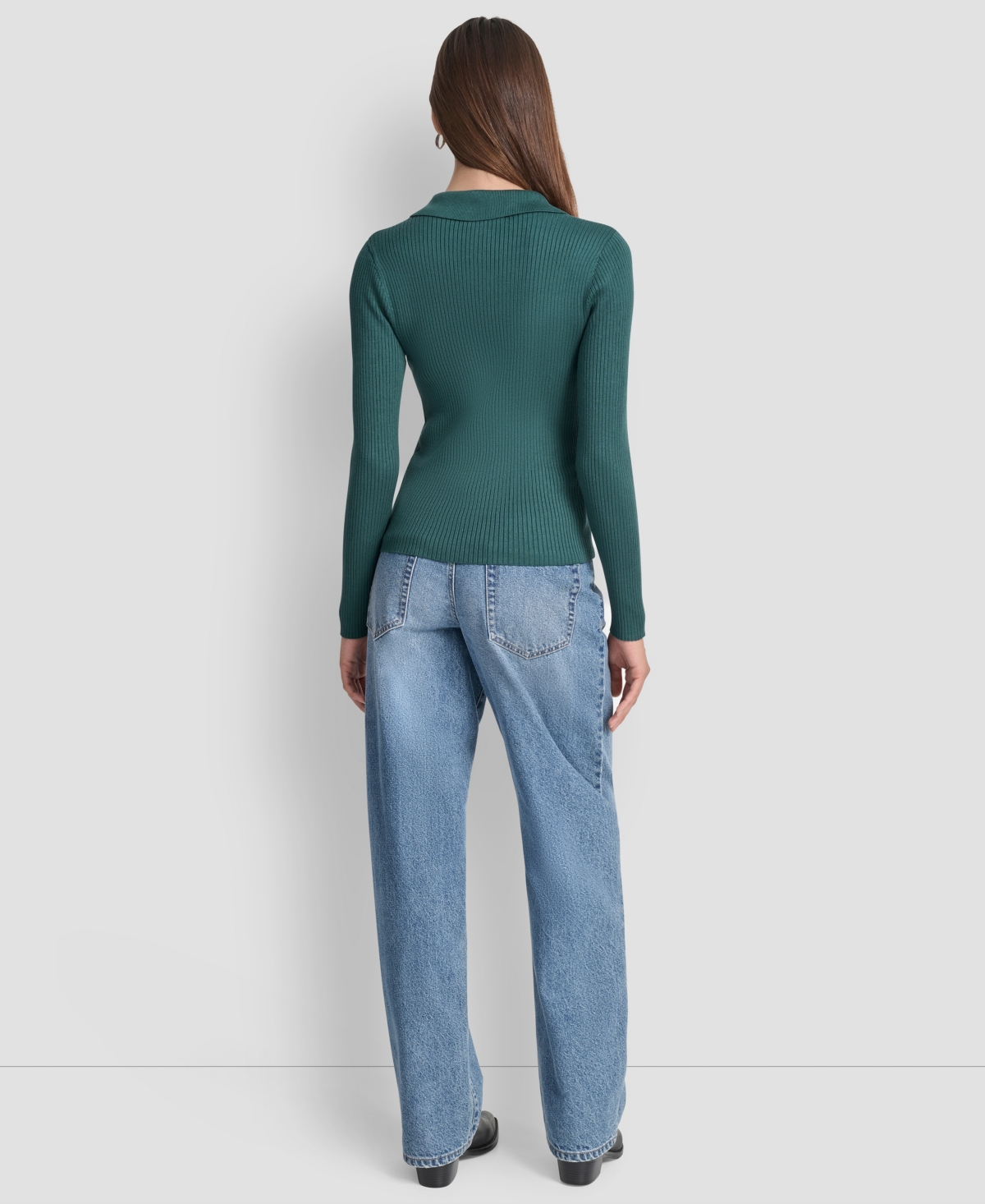 Dkny Jeans Womens Ribbed Long Sleeve Sweater Pxs Xl In Green