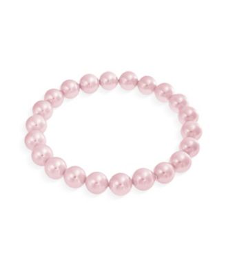 Set of 3 Stackable Stretch Bracelet with White Simulated Pearl 10MM Round Beads