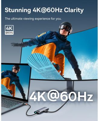 7-in-1 USB-C Hub with 4K 60Hz HDMI, 3 USB-A Ports, 100W PD Charging, and TF/SD Card Reader