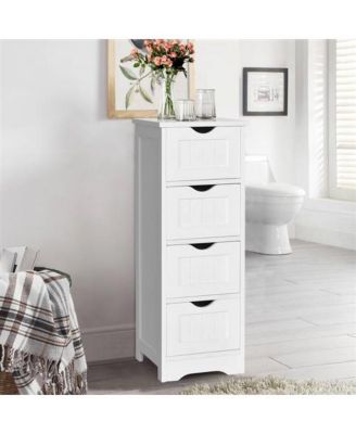 Modern Farmhouse Bathroom Floor Cabinet with 4 Drawers in Wood Finish