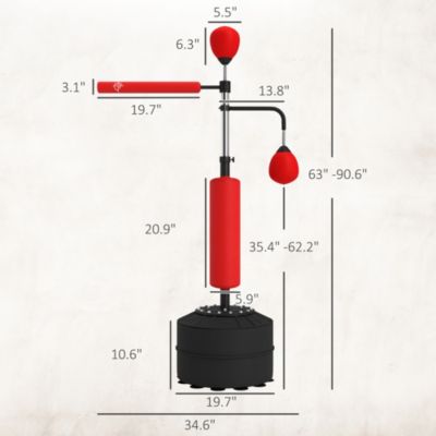 4-in-1 Punching Bag Sd w/ 2 Speedballs, 360° Relax Bar,