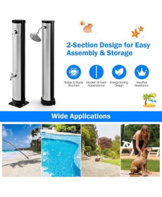 Solar Heated Outdoor Shower with Foot Rinse and 10 Gallon Tank