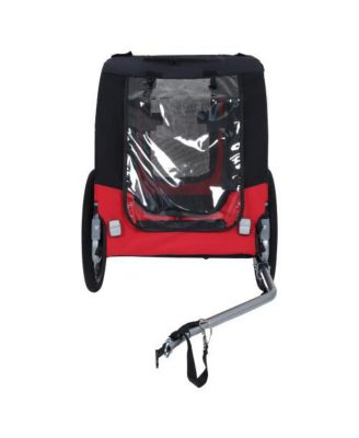 Black Red Large Folding Bike Trailer for Dogs 120LB Capacity All-Terrain Pet Carrier Durable Steel Frame for Cycling Camping