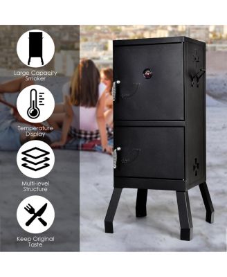 Vertical Charcoal Smoker BBQ Barbecue Grill w/ Temperature Gauge Outdoor