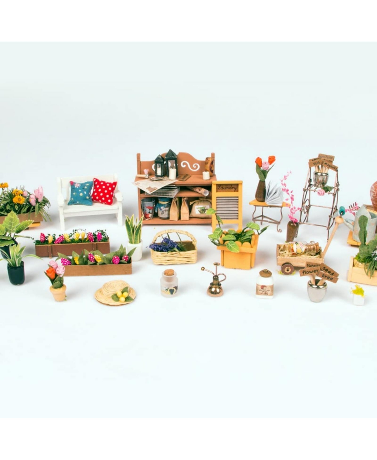 Robotime Dollhouse Kit Wooden 1:24 Scale Diy Miniature with Furniture Sets Best Birthday Gifts for Adults, Multicolored, 7.68"7.2"8.27"