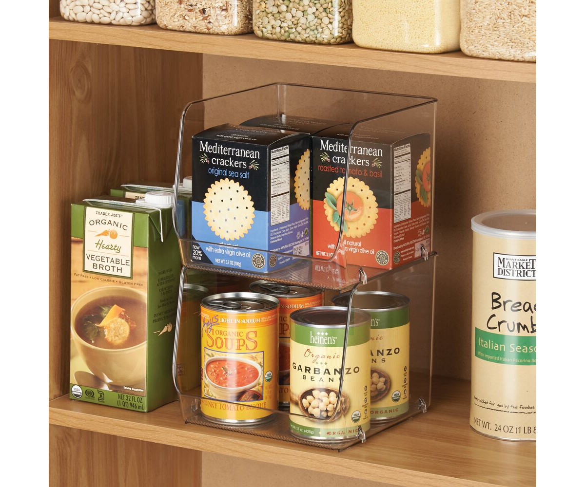 iDesign Open-Front Bin for Household Storage, Set of 4, Clear, Made in Usa