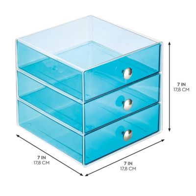Stackable 3-Drawer Vanity Makeup Organizer - Aqua