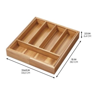 Expandable Acacia Wood Cutlery Drawer Organizer -Natural