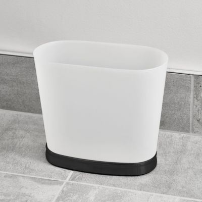 mSmall Oval Bathroom Trash Can - Frost/Matte Black - Made in USA