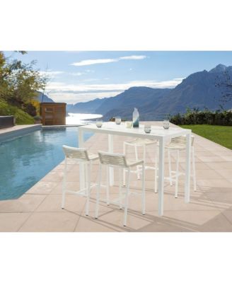 Maldives Cream Rope Fabric Outdoor Patio Barstool, Set of 2