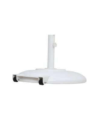 Fiji Beige Fabric / Matte White Aluminum Patio Umbrella with Base Sets