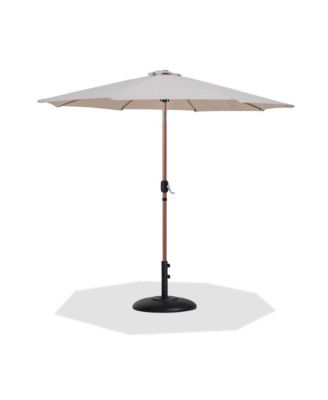 Fiji Beige Fabric / Matte Black Aluminum Patio Umbrella with Base Sets