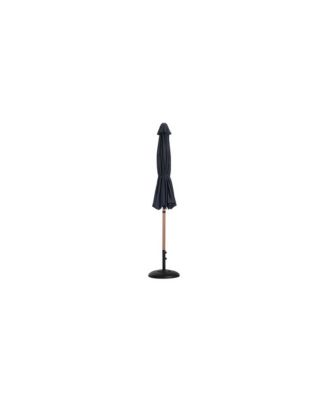 Fiji Black Fabric / Matte Black Aluminum Patio Umbrella with Base Sets