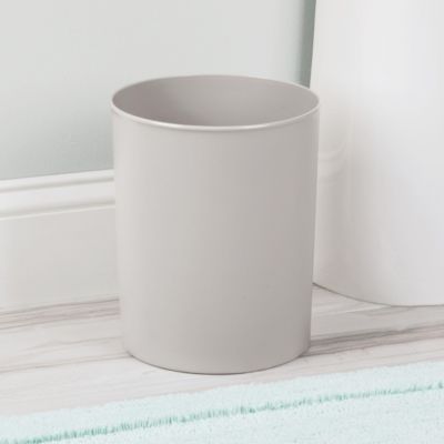 Small Round Plastic Bathroom Trash Can - Light Gray