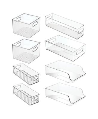 Fridge Storage Bin Set with Bottle Holder, Set of 8, Clear, Made in USA