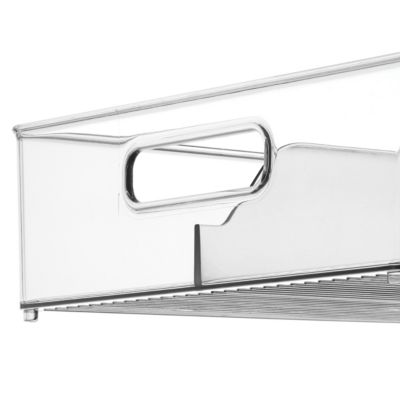 Divided Storage Bin for Fridge or Pantry, Set of 3, Clear, Made in USA