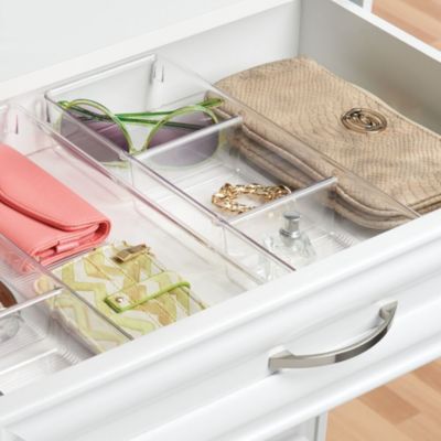 3-Section Plastic Drawer Organizer - Set of 6 - Clear