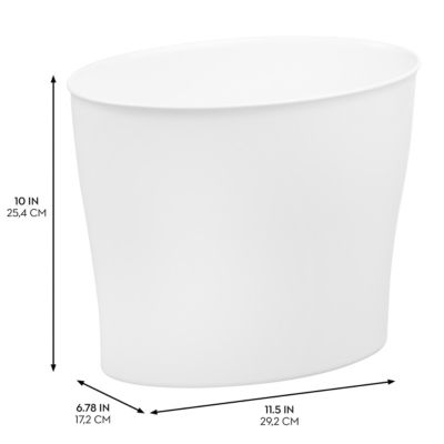 Small Oval Plastic Bathroom Trash Can - Set of 2 - White - Made in USA