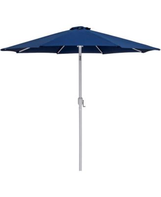 Fiji Navy Fabric / Matte White Aluminum Patio Umbrella with Base Sets
