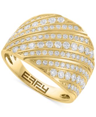 EFFY&reg; Diamond Diagonal Row Wide Width Statement Ring (1-1/20 ct. t.w.) in 14k Gold