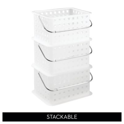 Small Stackable Shower Basket, Set of 3, Clear/Frost, Made in USA