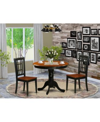 3 PC real wood Dining Table with 2 Wood Chairs Dining Set
