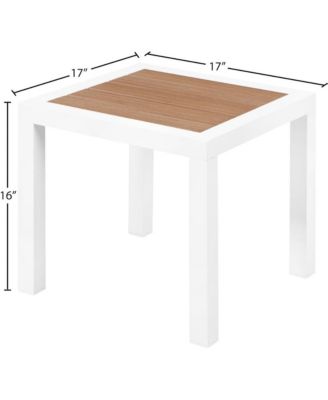 Nizuc Brown Wood Look Accent Paneling Outdoor Patio Aluminum End Table