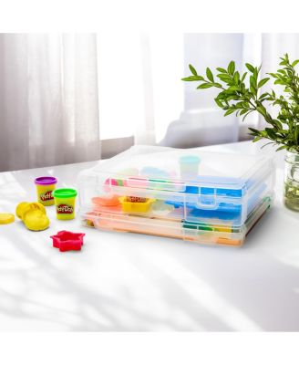 Set of 6 Thin Clear Stackable Portable Project Case Fits 10&amp;quot;x12&amp;quot; - Snap-Tight Closure, Ideal for Board Games, Crafts, and Office Supplies