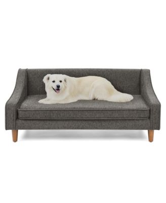Gray Durable Elevated Dog Sofa Bed Pet Sofa with Modern Irregular Armrest Design Comfortable Soft Dog Sofa