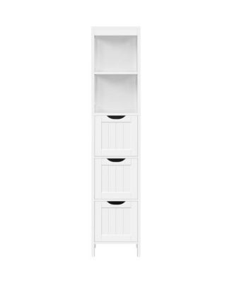 Cabinet Tower with 3 Drawers and 2 Shelves in Wood Finish for Storage