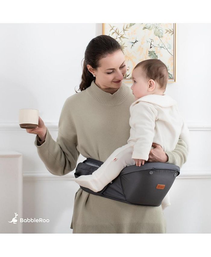 BabbleRoo Kids Carrier 6 in 1 Carrier with Hip Seat, Comfy & Adjustable Kangaroo Rose - Black