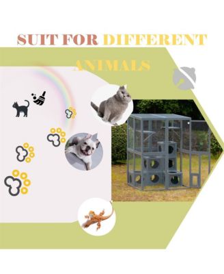 68.9 in. H Outdoor Cat house Cat shelves with Removable wood boxes in Gray