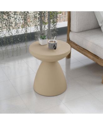 Dune Collection Fiberglass Outdoor Side Table in Beige