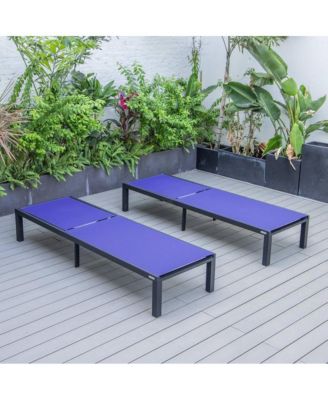 Marlin Patio Chaise Lounge Chair With Black Aluminum Frame, Set of 2