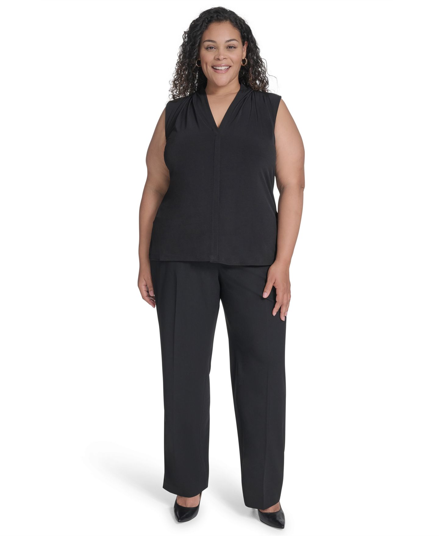 Женский топ Calvin Klein Plus Size V-Neck, цвет: Чёрный — фото 4