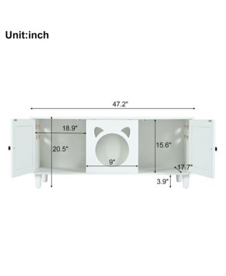 47.2 in. Wooden Cat Cabinet Cat litter box with Sisal scratching door in Cream white